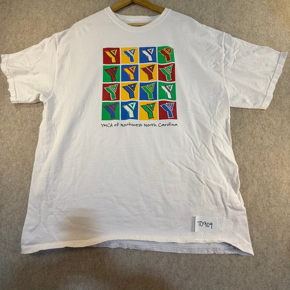 Hanes YMCA Northwest North Carolina T-Shirt Mens XL White Pop Art Graphic Tee